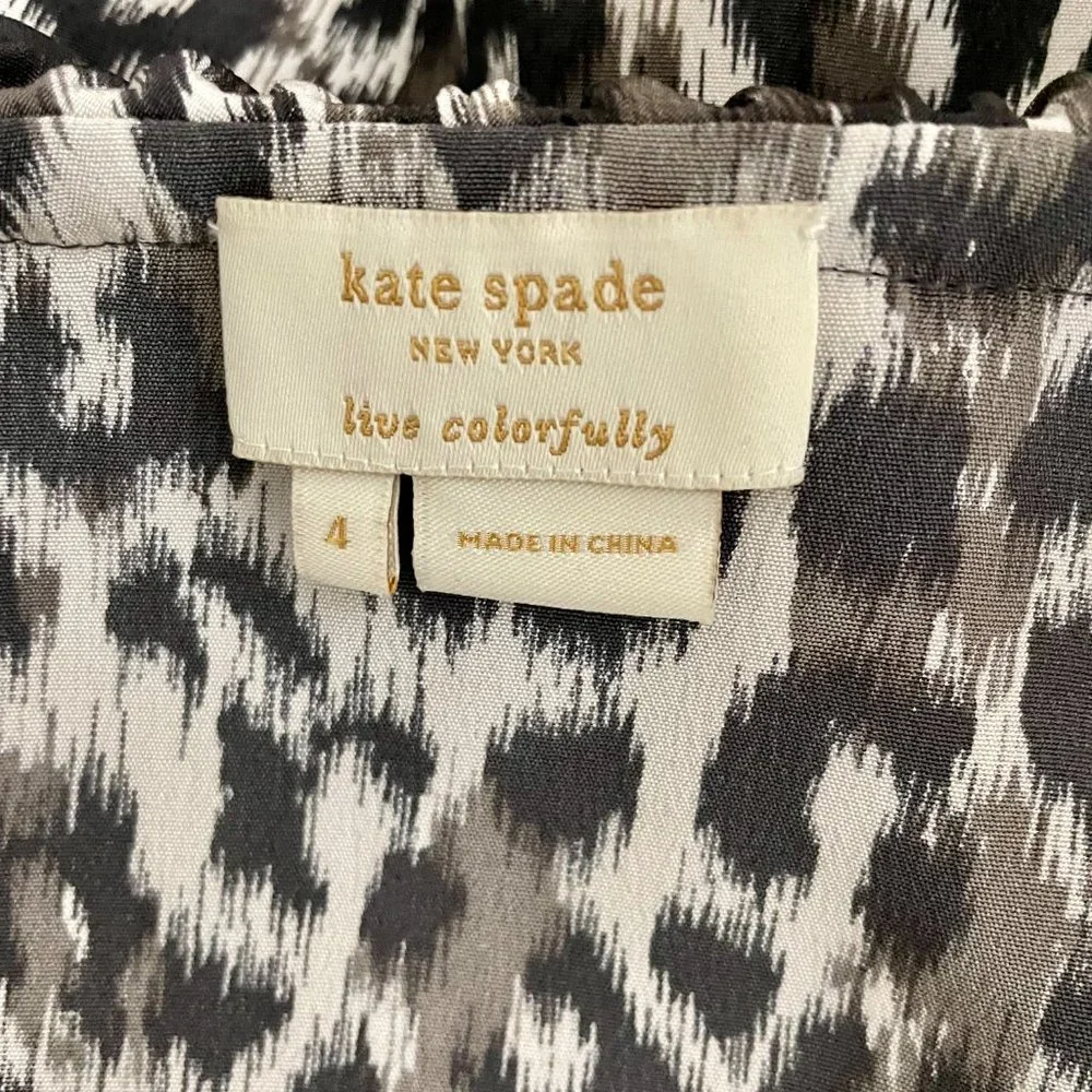Kate Spade Lynette Ruffle collar Leopard Prink Silk Blouse
